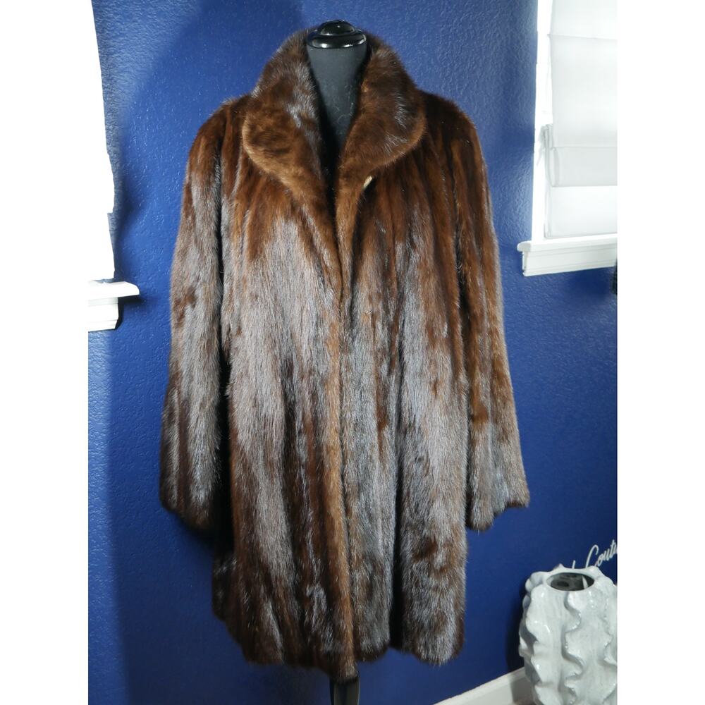 Gorgeous Mahogany Mink Fur Stroller Coat Jacket XL PLUS